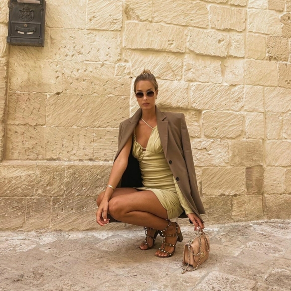 COPY - Zara Draped Linen Blend Dress. NWT. Sm. - Picture 7 of 13